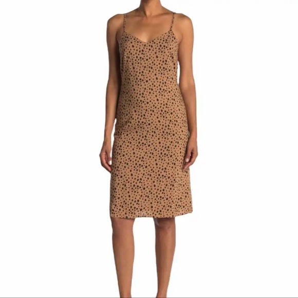 ABOUND V-neck Slip Dress In Tan Leopard size S - Picture 2 of 2